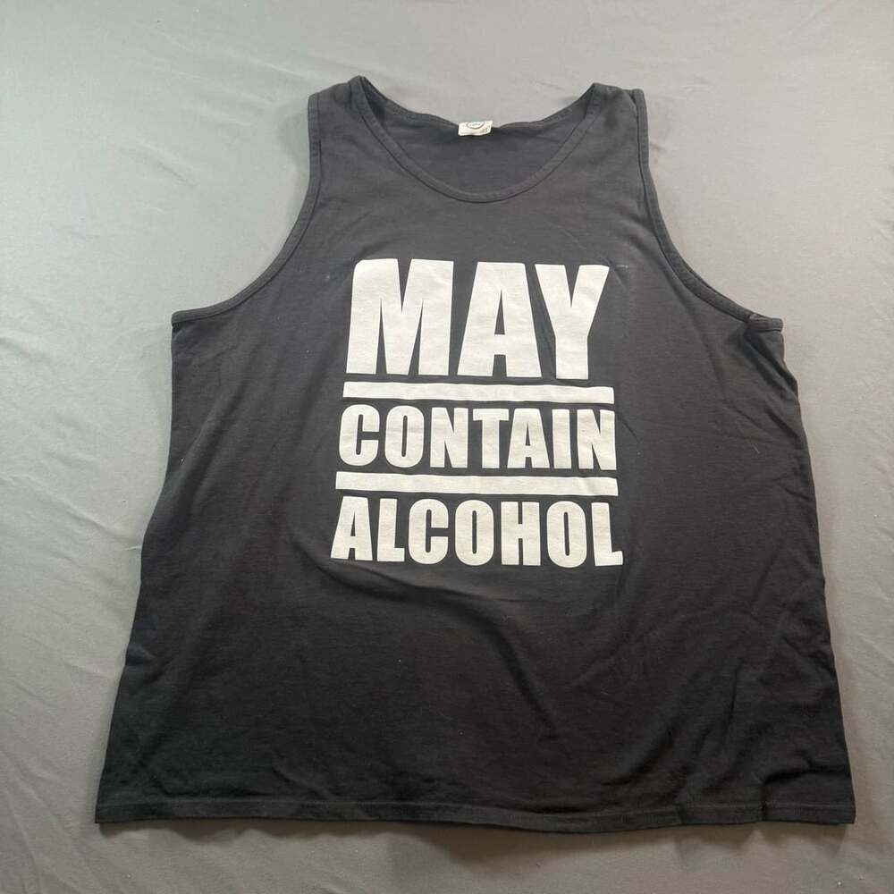 May Contain Alcohol Funny Black Tank Top Delta Pro Weight Adult XL